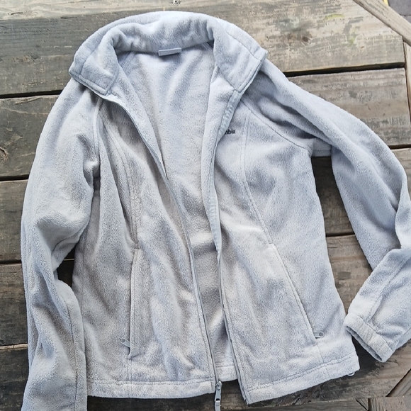 Columbia Light Gray Fleece Jacket - Picture 1 of 4